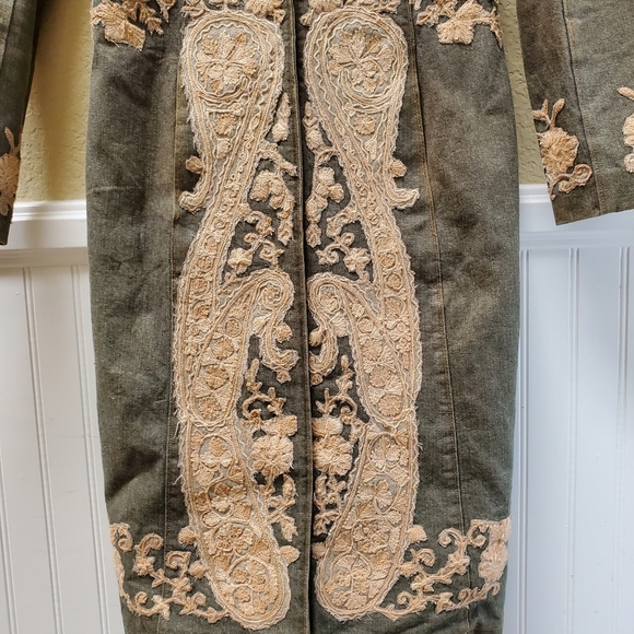 Tracy Reese Embroidered Denim Coat 6 - Picture 7 of 8